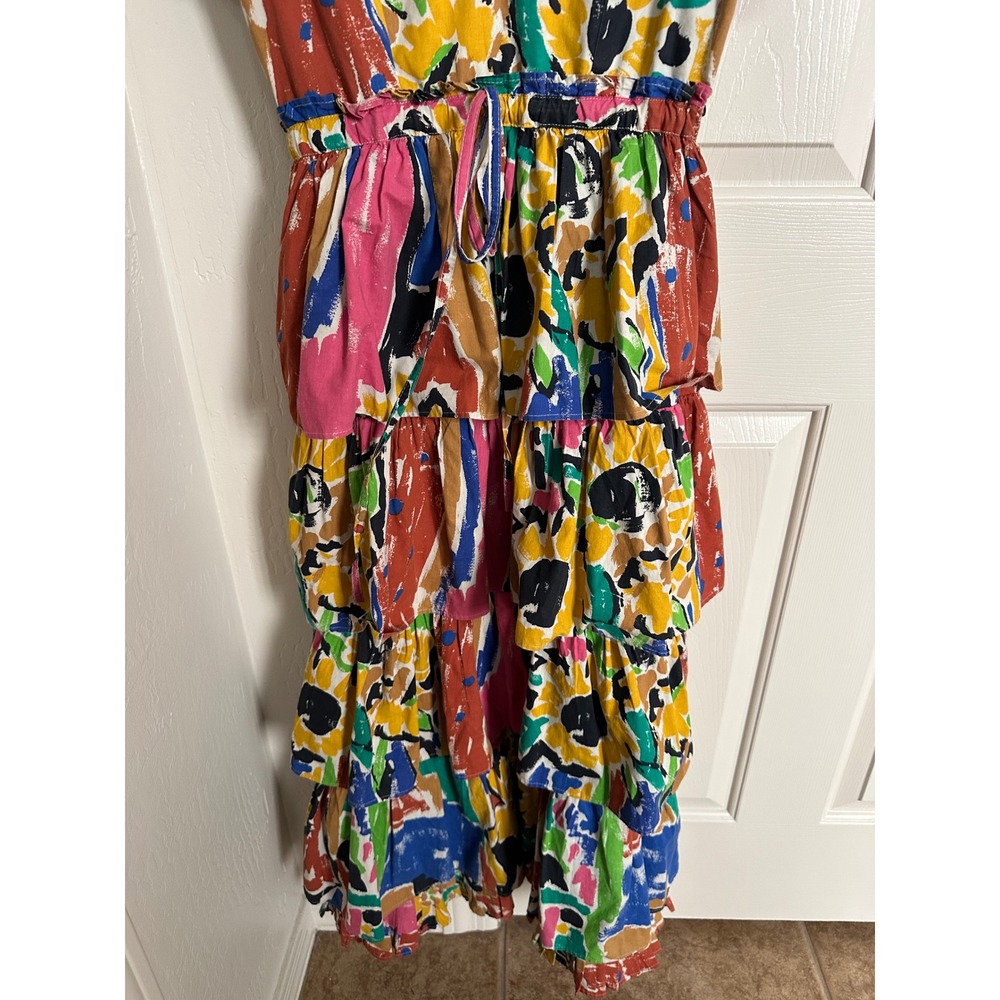 Love the Label Penelope Ruffle Tiered Maxi Dress Abstract Multi Color Small - Picture 4 of 12